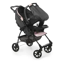 Carrinho Bebê Romano + Bebê Conforto Preto/rosa Galzerano Foto mini  3