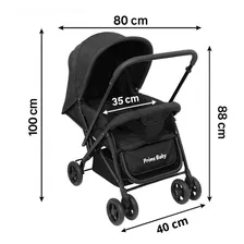 Carrinho Berço Rover Alça ReversĂvel Prime Baby Preto Foto mini 4