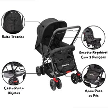 Carrinho Berço Rover Alça ReversĂvel Prime Baby Preto Foto mini 2