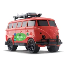 Carrinho Brinquedo Kombi Perua Com Prancha Surf Swell Cor Laranja Foto mini 1