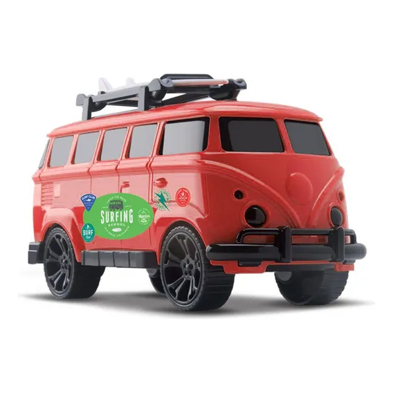 Carrinho Brinquedo Kombi Perua Com Prancha Surf Swell Cor Laranja Foto 1