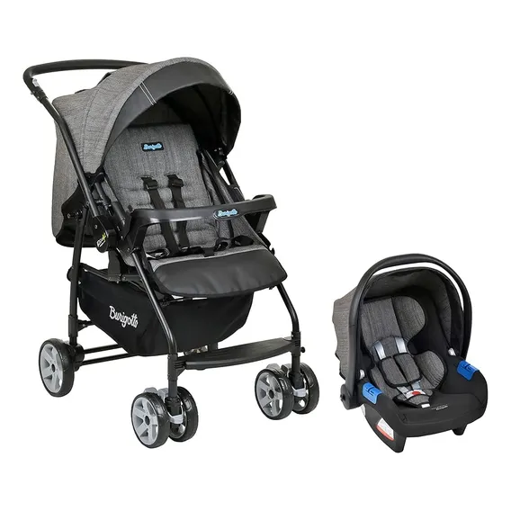 Carrinho Burigotto Rio K Travel System Mesclado Preto Com Bebe Conforto Foto 1