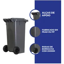 Carrinho Coletor De Lixo 120 Litros- azul Foto mini  3