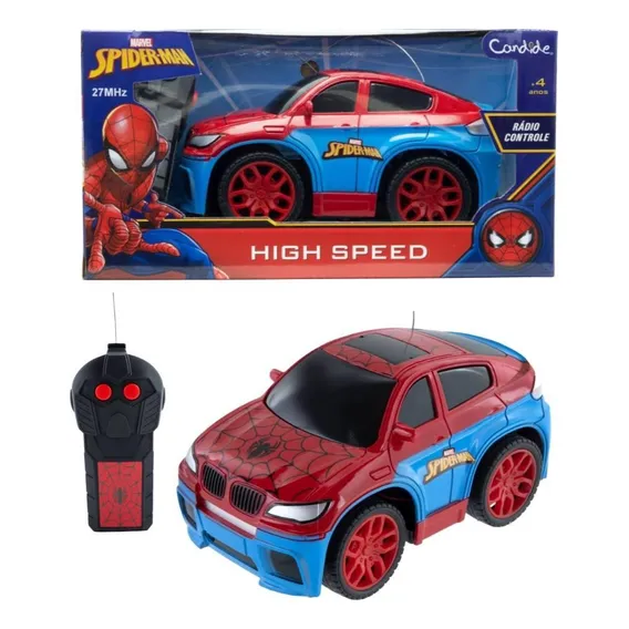 Carrinho Controle Remoto Homem Aranha Spider-man 27 Mhz Cor Vermelho Personagem Homem Aranha Foto 1