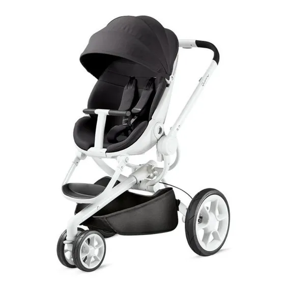 Carrinho de bebê 3 rodas Quinny Moodd black irony com chassi de cor branco Foto 1