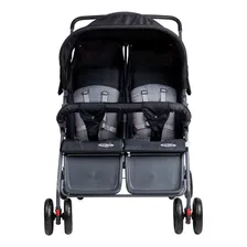 Carrinho De Bebê Gêmeos Reclinável 5 Posições - Hércules Cor Preto Chassi Prateado Foto mini  2