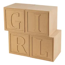 Carrinho de candy bar Cubos Girl Cubos Decorativos MDF mdf cru Foto mini 1