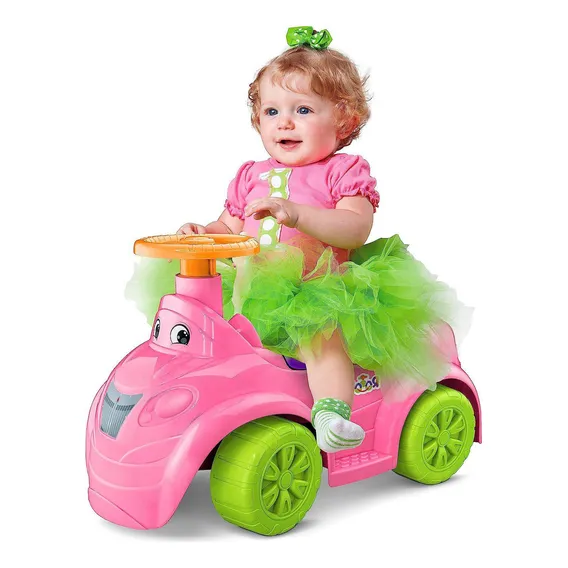 Carrinho De Empurrar Andador Toymotor Motoca Rosa Roma Foto 1