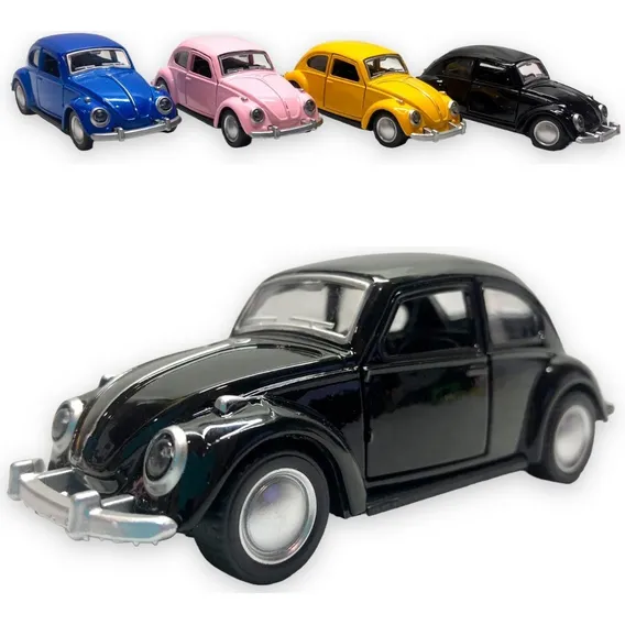Carrinho De Ferro Fusca Clássic Miniatura Coleção Fricção Cor Azul Foto 1