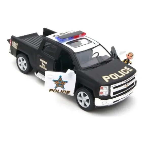 Carrinho De Ferro Miniaturas Caminhonete Polícia Silverado Foto 1