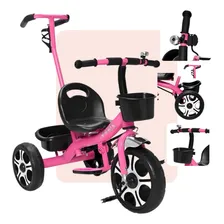 Carrinho De Passeio Com Pedal Velotrol Triciclo Empurrador Cor Triciclo Infantil Menina Rosa Foto  mini 1