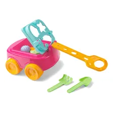 Carrinho Didático Infantil Rosa De Empurrar E Puxar P/ Praia Foto mini  2