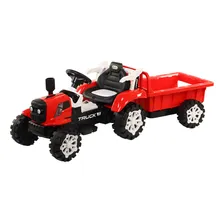 Carrinho Elétrico A Bateria Trator Com Carreta Cor Vermelho Foto  mini 1