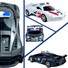 Carrinho Ferrari Controle Remoto Farol De Led Recarregável Cor Policia Preto Foto mini  3