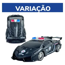 Carrinho Ferrari Controle Remoto Farol De Led Recarregável Cor Policia Preto Foto mini 4