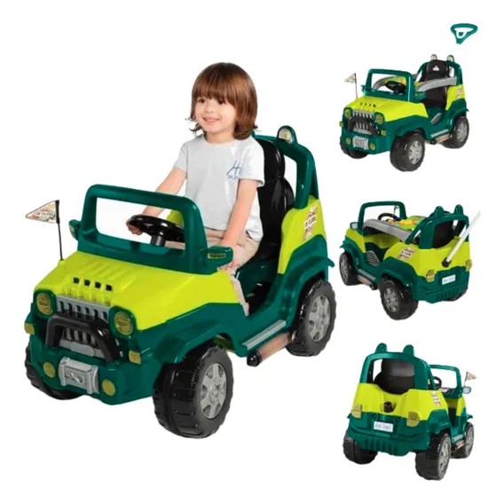 Carrinho Infantil Passeio Diipi Pedal Com Empurrador E Som Cor Verde Foto 1