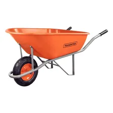 Carrinho Mão Caçamba Plástica Laranja Pneu Câmara Tramontina Foto mini 1