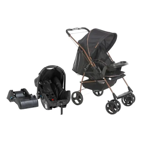 Carrinho Passeio+bebê Conforto+base Preto Milano - Galzerano Foto 1