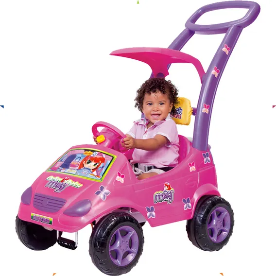 Carrinho Passeio Roller Baby Versatil Rosa Empurrador Pedal Foto 1