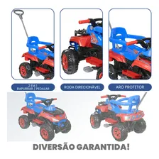 Carrinho Passeio Spider Pedal Quadriciclo Infantil Cros Up Calesita Cor Vermelho Azul Foto mini 4