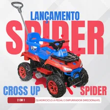 Carrinho Passeio Spider Pedal Quadriciclo Infantil Cros Up Calesita Cor Vermelho Azul Foto mini  2