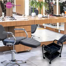 Carrinho Porta Esmalte, Auxiliar Manicure -2 Bandejas Cor Preto e Preto Foto mini 4