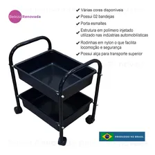 Carrinho Porta Esmalte, Auxiliar Manicure -2 Bandejas Cor Preto e Preto Foto mini 3