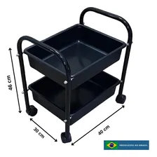 Carrinho Porta Esmalte, Auxiliar Manicure -2 Bandejas Cor Preto e Preto Foto mini 1