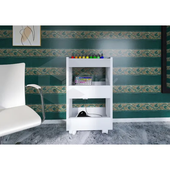 Carrinho Porta Esmalte, Auxiliar Manicure -3 Bandejas Cor Branco Foto 1