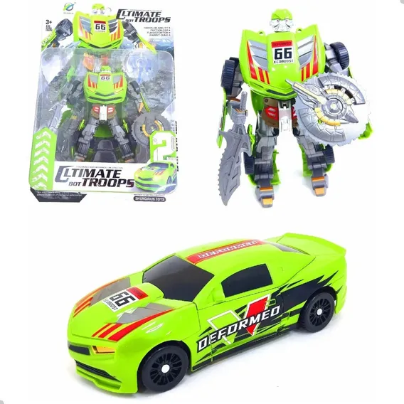 Carrinho Rob么 Transforme Carro Brinquedo Dutetoys Dty0966 Cor Verde Personagem Carro Robo Foto 1