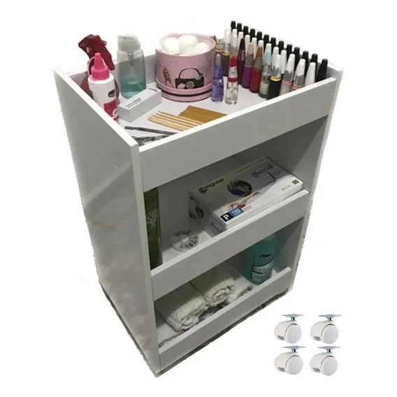 Carrinho Suporte Para Esmaltes Auxiliar Cor Branco Foto 1