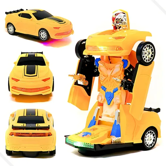 Carrinho Vira Robo Transformers A Pilha Automático Carrinho - Carrinho Transformes - Camaro Amarelo Foto 1