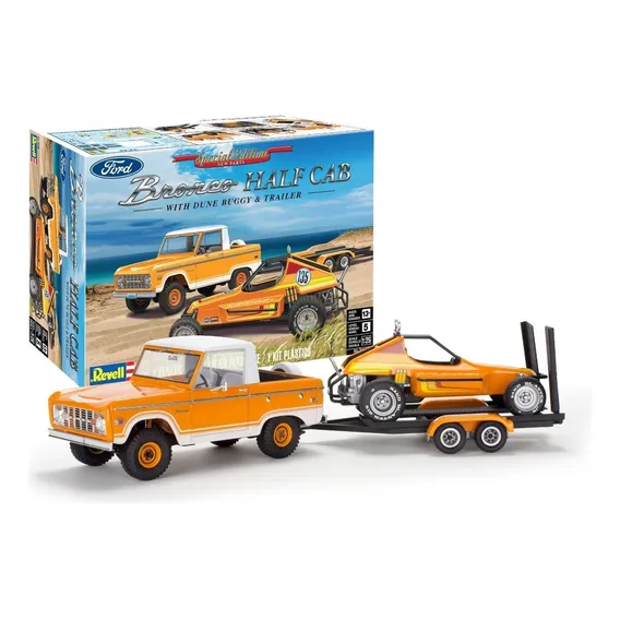 Carro Ford Bronco com carrinho e trailer, modelo 1/25, kit Revell Foto 1