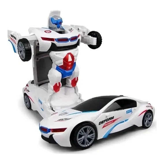 Carro Vira Robo Som Luz Carrinho Bmw Brinquedo Menino Pilha Foto 1