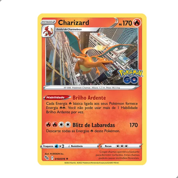 Carta Pokémon Charizard 010/078 Pokémon Go Ultra Rara Tcg Copag Foto 1