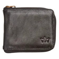 Carteira Com Ziper Masculina Grande Couro Legitimo Elegante Cor Preto Foto mini 1