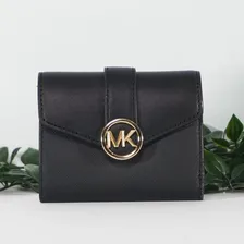 Carteira Feminina Michael Kors Carmen Marrom Cor Preto Desenho Do Tecido Liso Foto mini 2
