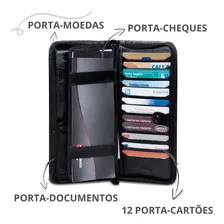 Carteira Grande Com Zíper Couro Legítimo PREMIUM ARTLUX Talão Cheque Cnh anti furto rfid Foto mini  3