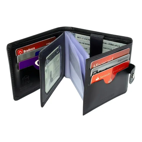 Carteira Masculina Couro Legítimo Na Caixa Presente Cod 560 Cor Preto Foto 1