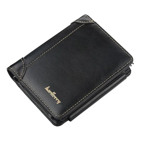 Carteira Masculina Couro Vertical 2 zĂperes porta nĂquel cor preto Foto 1
