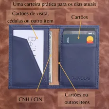 Carteira masculina feminina mini couro legítimo marca Bellvolpe cor marinho Foto mini 2