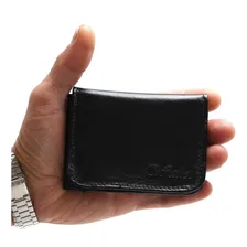 Carteira Masculina Pequena Mini Carteira Cartões Couro Slim Carteira Masculina Couro Porta Cartão Notas Mini Carteira Cor Preto Foto mini 4