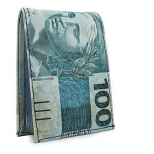 Carteira Masculina Porta Documentos 100 Reais Slim + Rel贸gio Cor Azul Foto mini 4