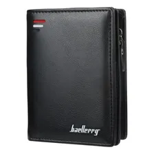 Carteira Masculina Vertical Com Zíper + Porta Moedas 3 Cores Cor Preto Foto mini 1