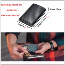 Carteira Pop Up Em Couro Anti Furto Carbon Black Preta Foto mini 4