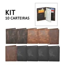 Carteira Porta Documento Couro Legítimo Cabe Rg Kit 10 Peças Cor Sortidas Foto mini 2