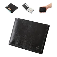 Carteira Preta Masculina Couro Legitimo Porta Cartões Moedas Foto mini 1