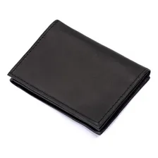 Carteira Slim Masculina Em Couro Legitimo Preto Foto mini 4
