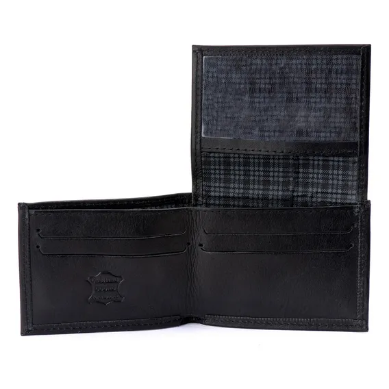 Carteira Slim Masculina Em Couro Legitimo Preto Foto 1