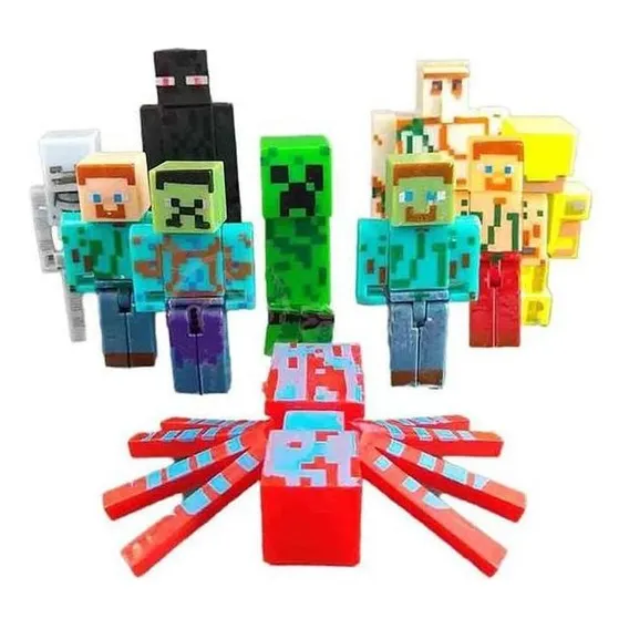 Cartela 10 Boneco Articulado Minecraft My Home + 2 Blocos N2 Foto 1